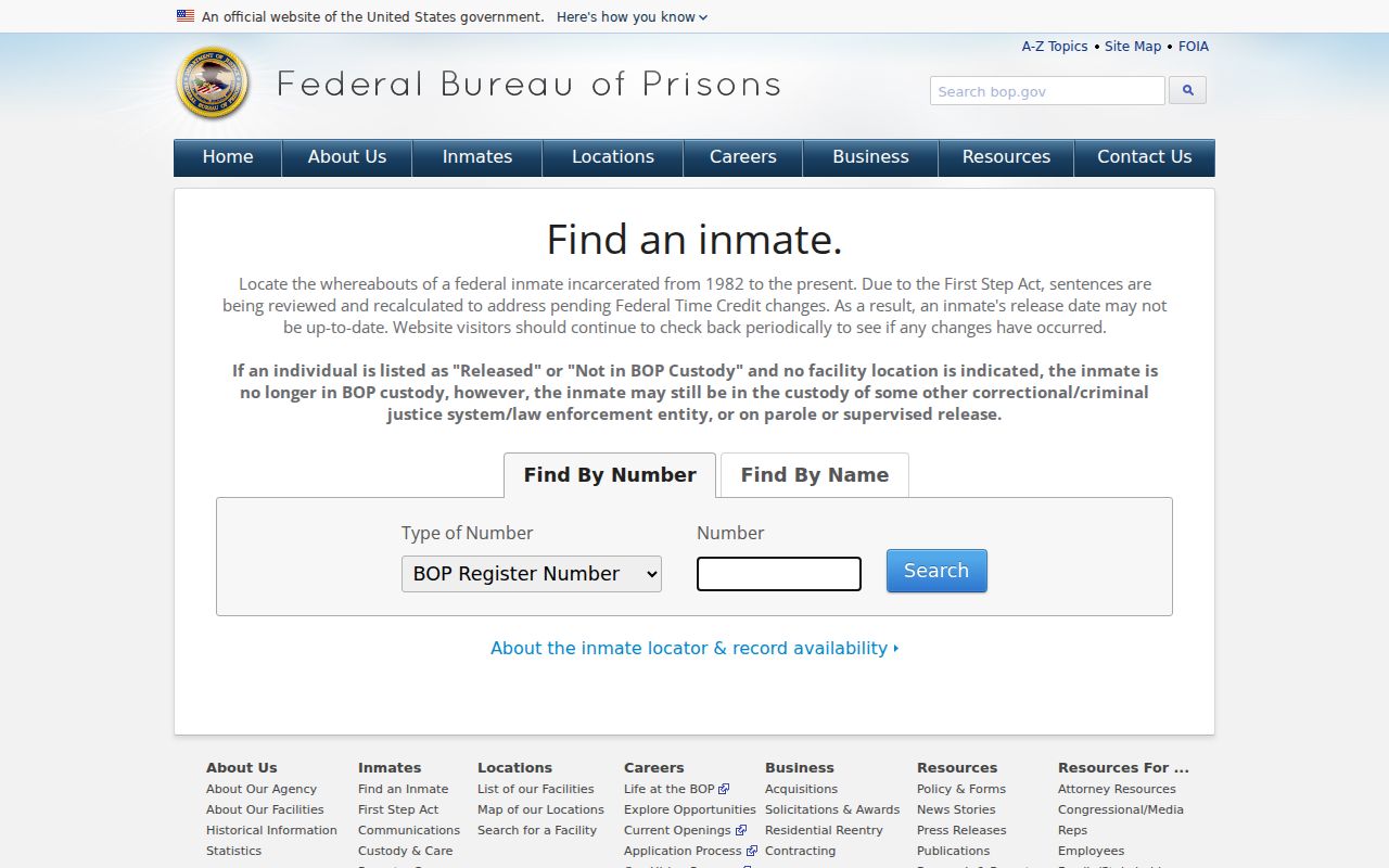 Federal Bureau of Prisons locator distinguished from Highland County arrest records