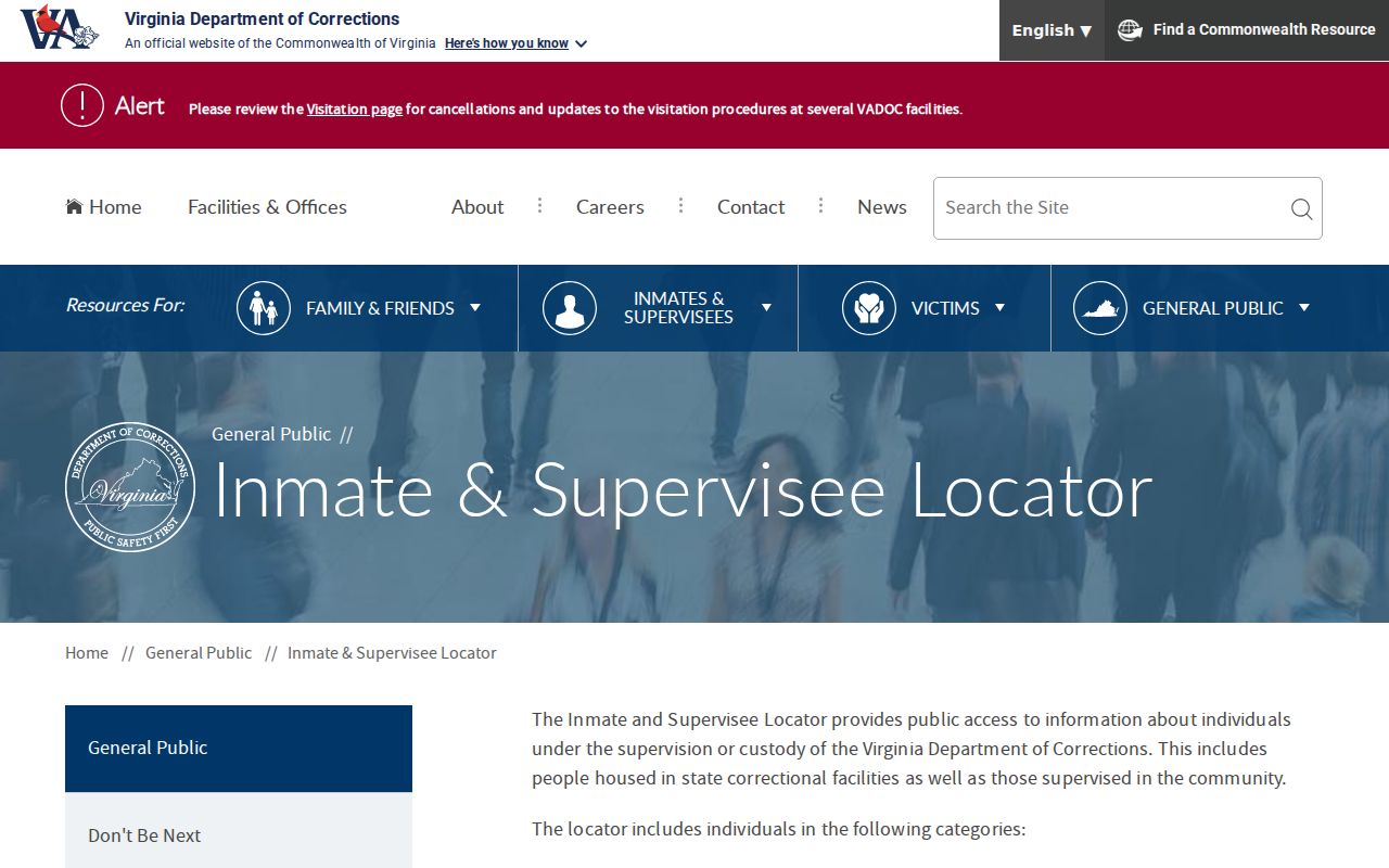 Highland County arrest lookup using the VADOC custody and supervision search