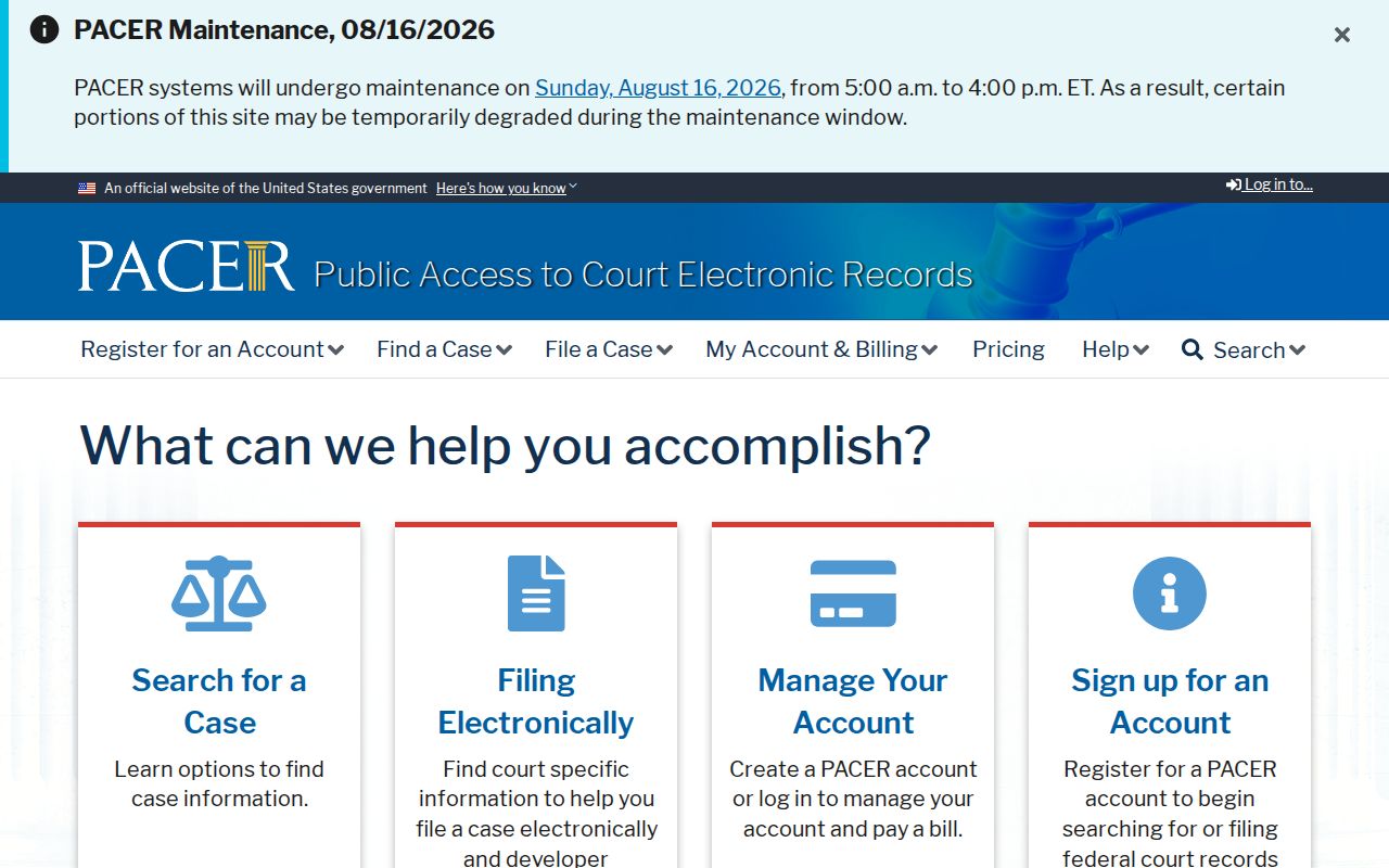 Highland County registry research and the PACER federal record gateway
